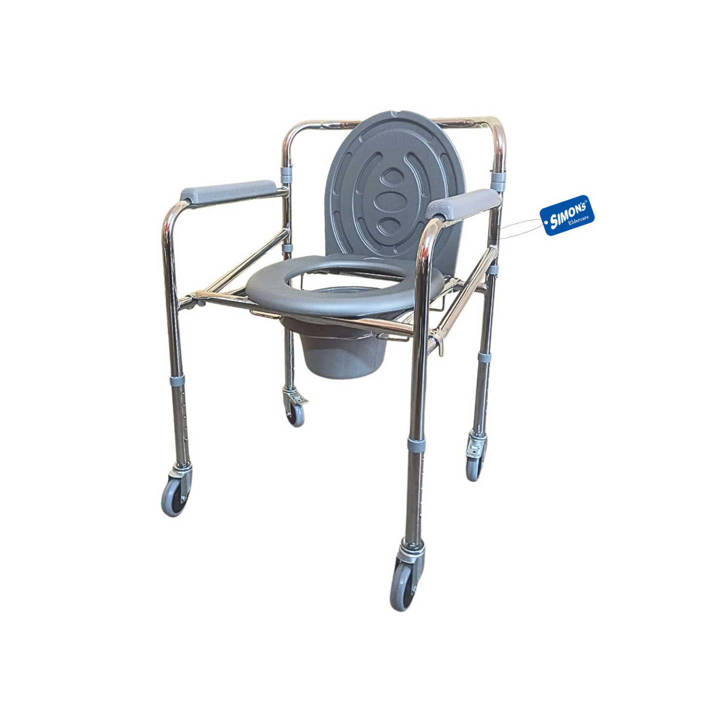 Simon’s Classic folding 4-in-1 commode chair with wheels
