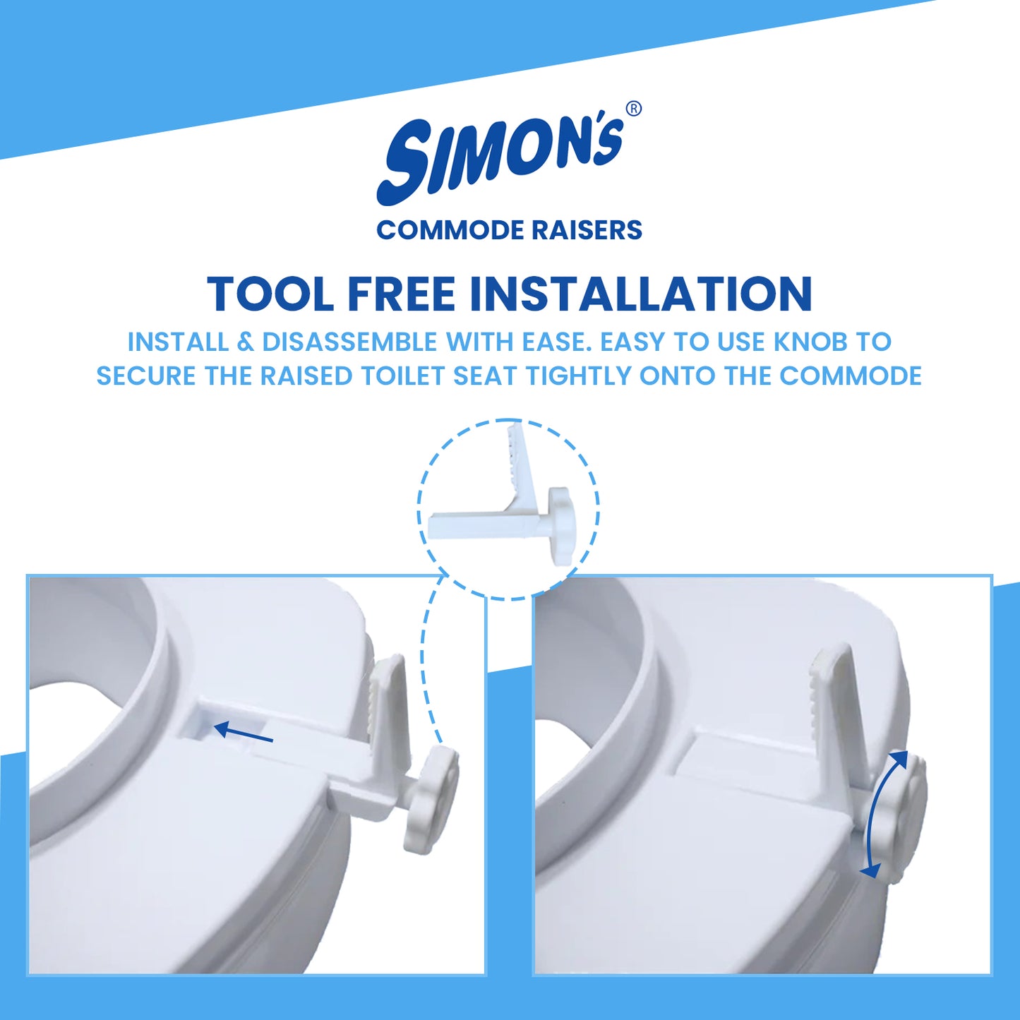 Simon’s 6-Inch Commode Seat Raiser – Heavy-Duty Toilet Lift for Elderly & Knee Pain Relief