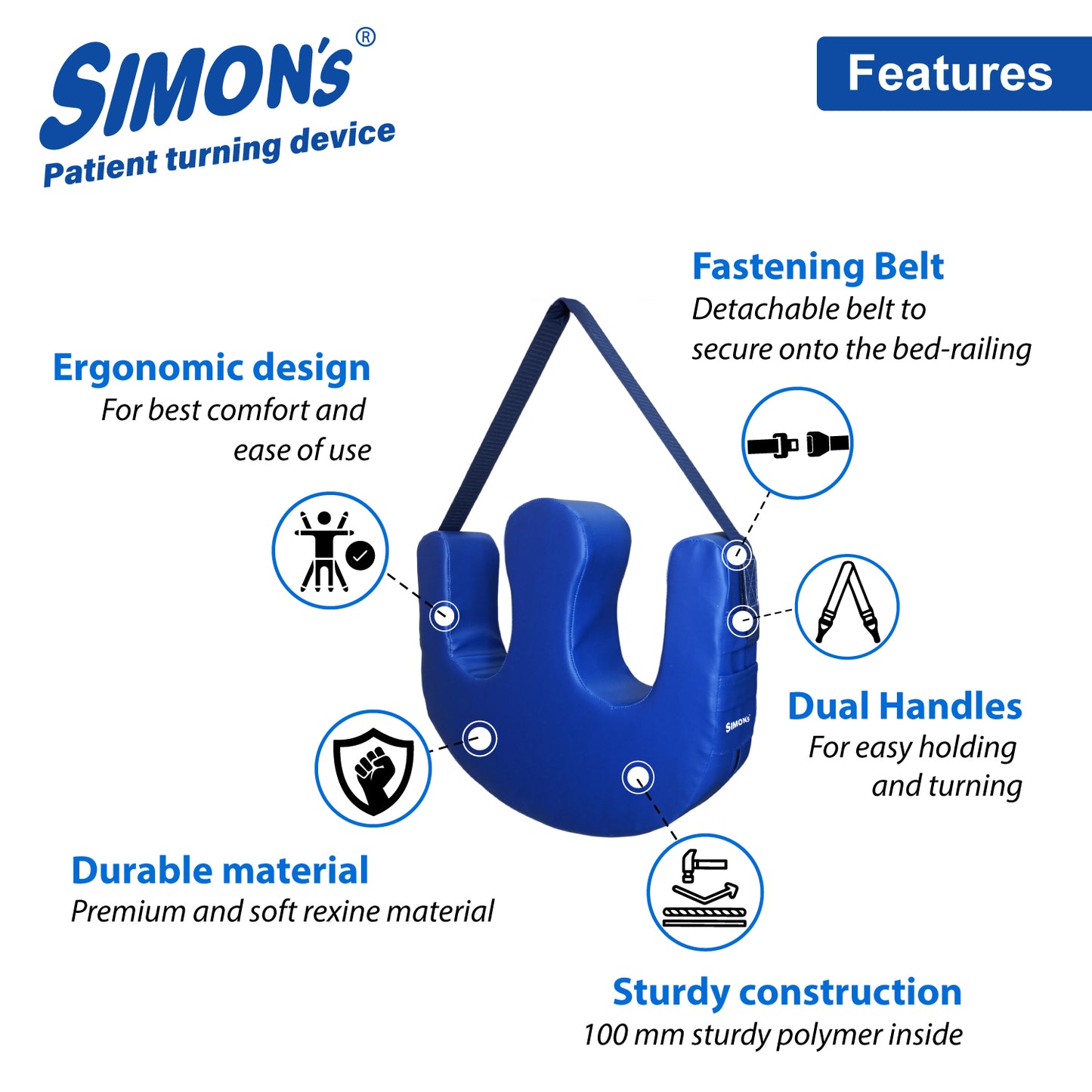 Simon's Patient Turning Device for Bedridden Patients and Paralyzed Patients Turn Over with Fastening Strap
