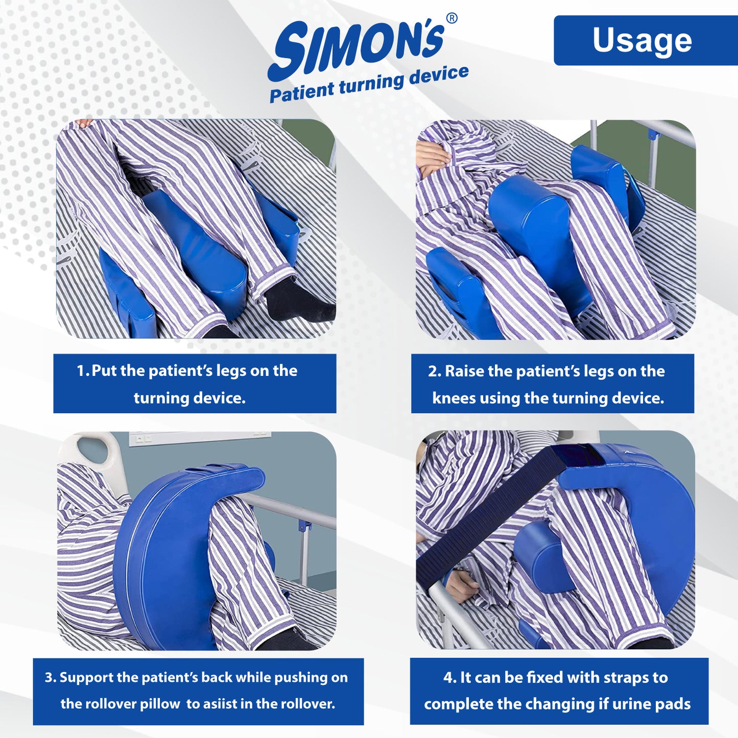 Simon's Patient Turning Device for Bedridden Patients and Paralyzed Patients Turn Over with Fastening Strap