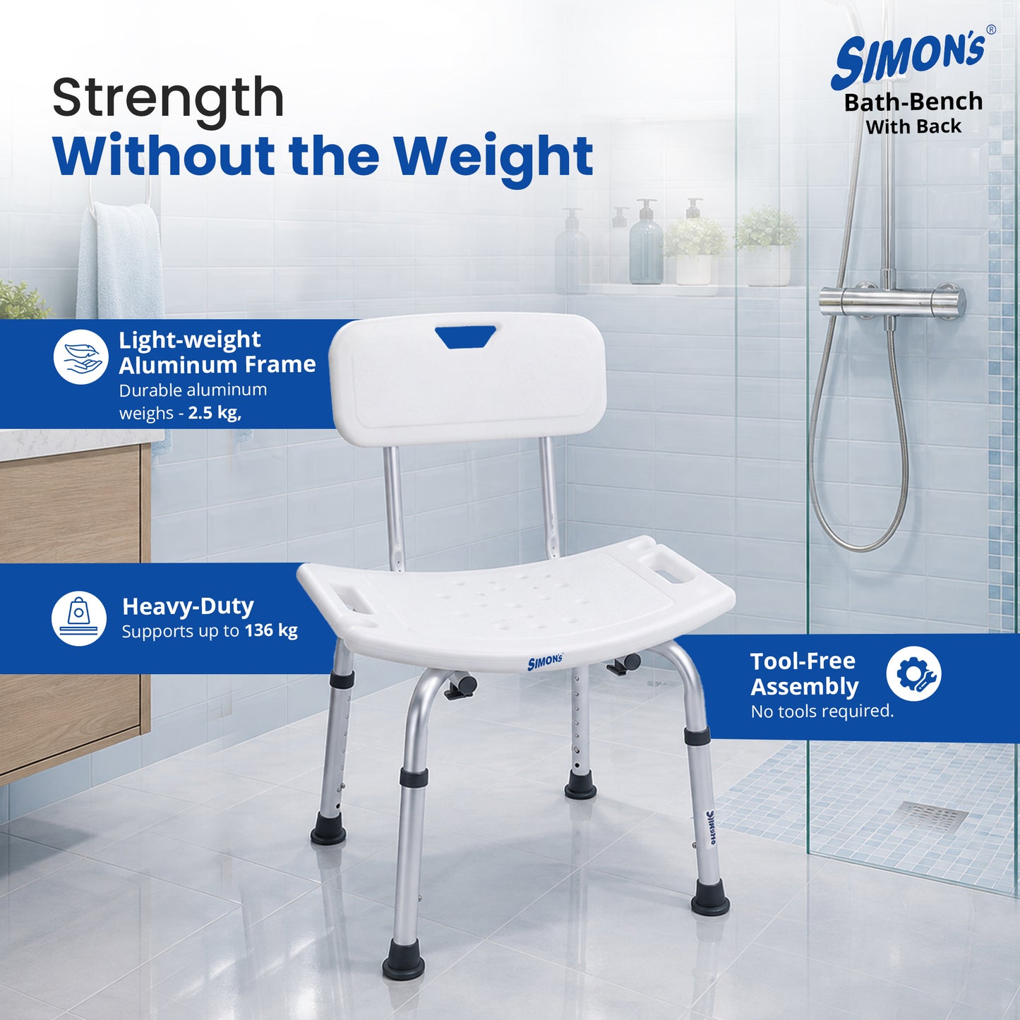 Simon's Bath Bench with Back