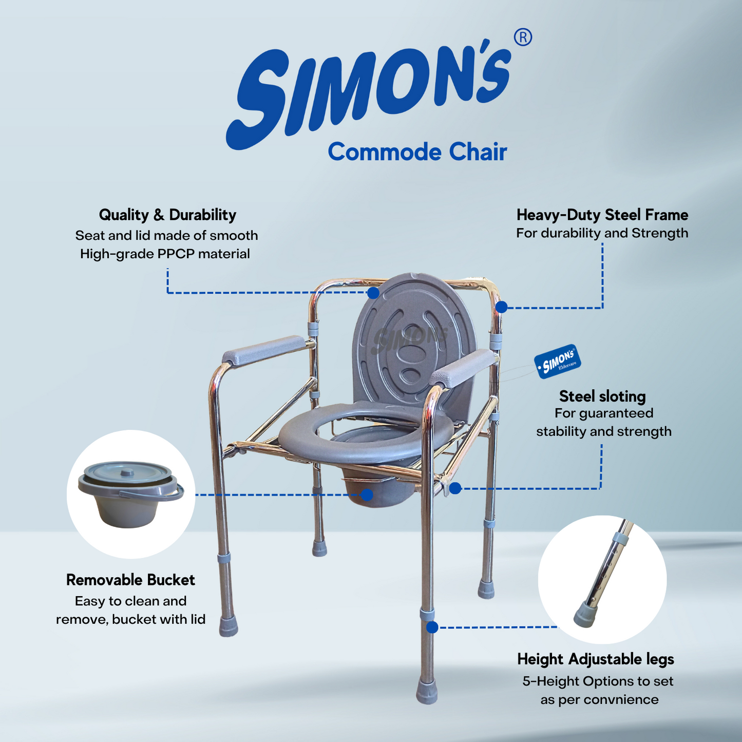 Simon’s Classic folding 3-in-1 commode chair