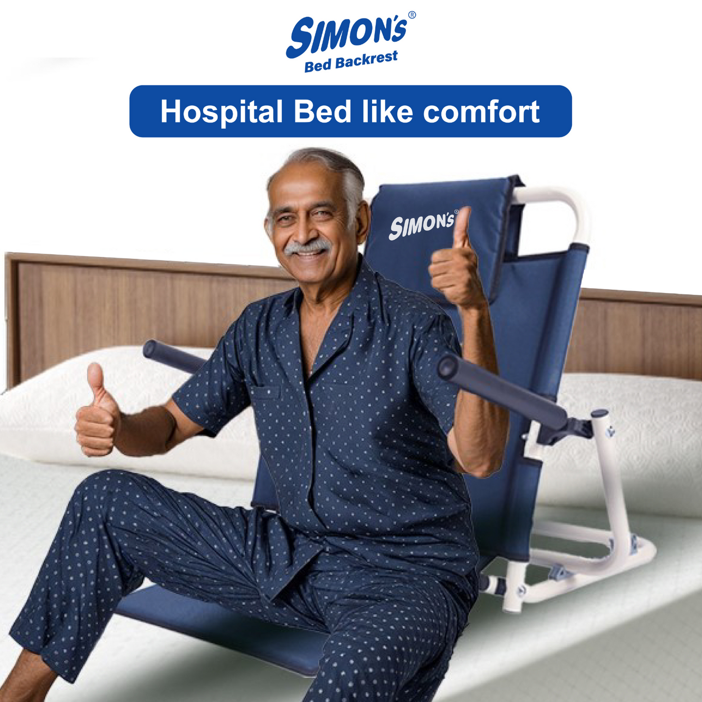 Simon's Premium Bed backrest with Handle for Elderly