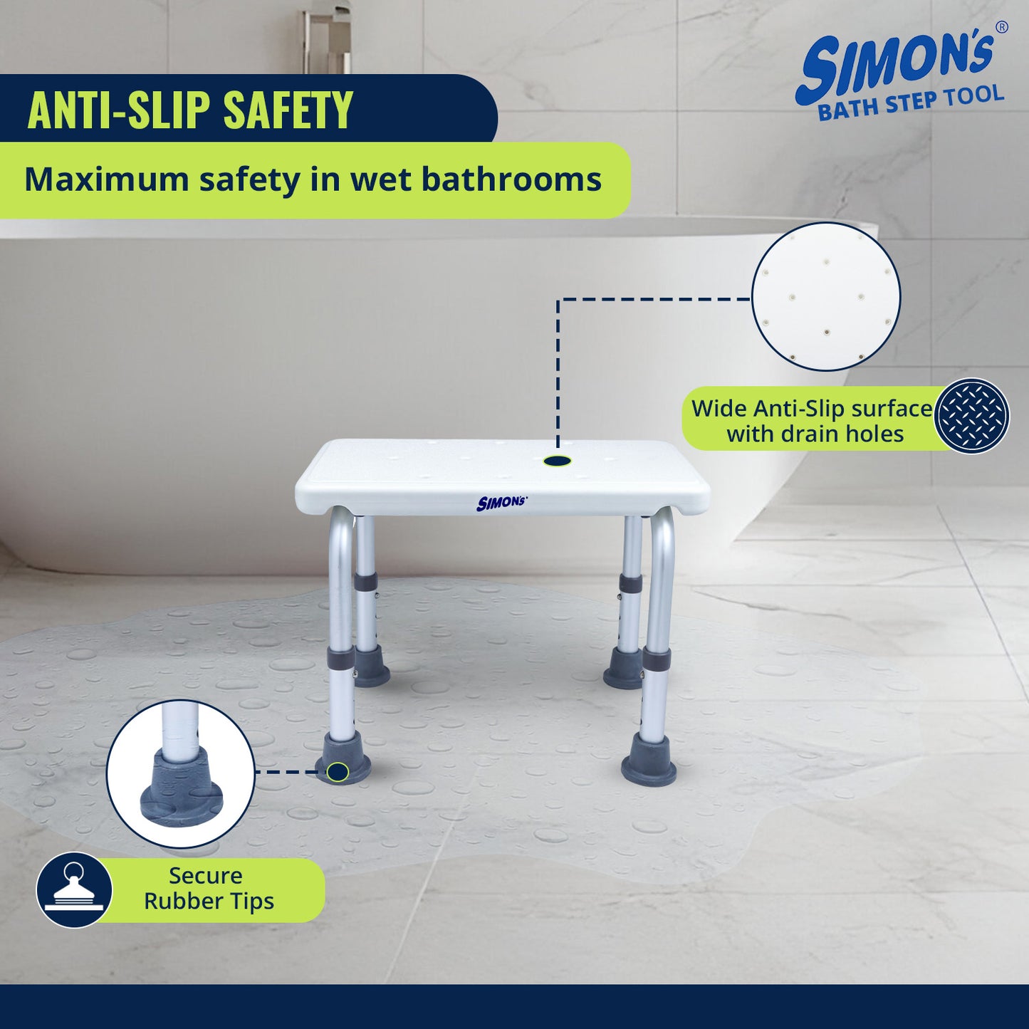 Simon's Heavy Duty Bath Step Stool for Elderly