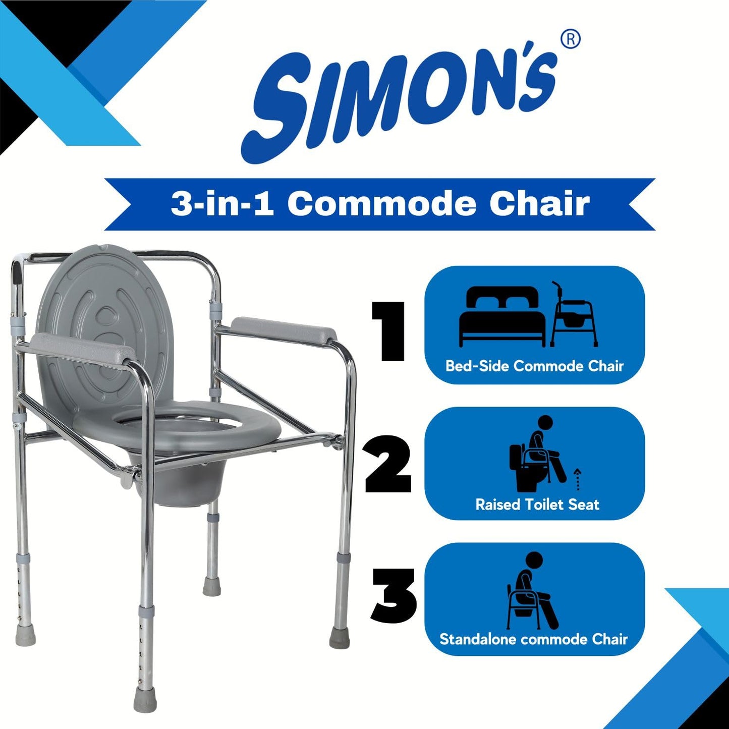 Simon’s Classic folding 3-in-1 commode chair