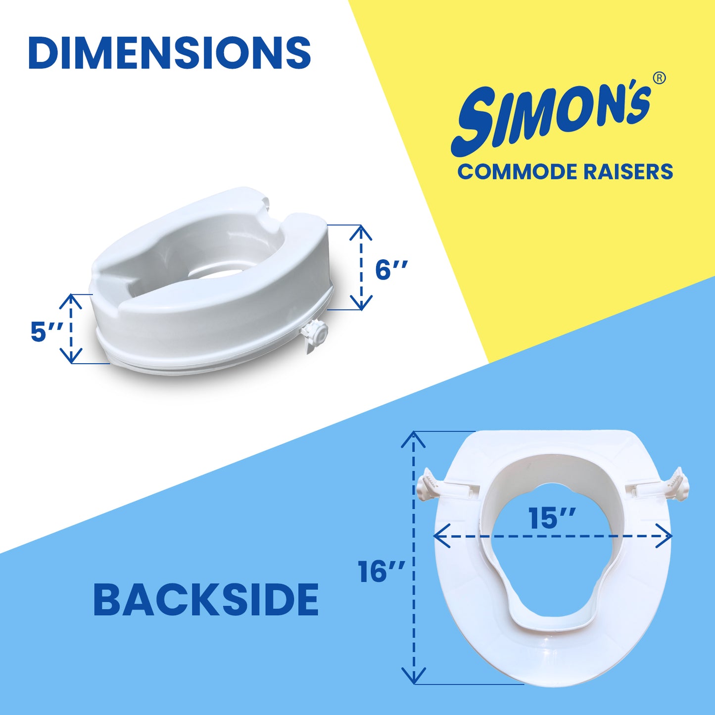 Simon’s 6-Inch Commode Seat Raiser – Heavy-Duty Toilet Lift for Elderly & Knee Pain Relief