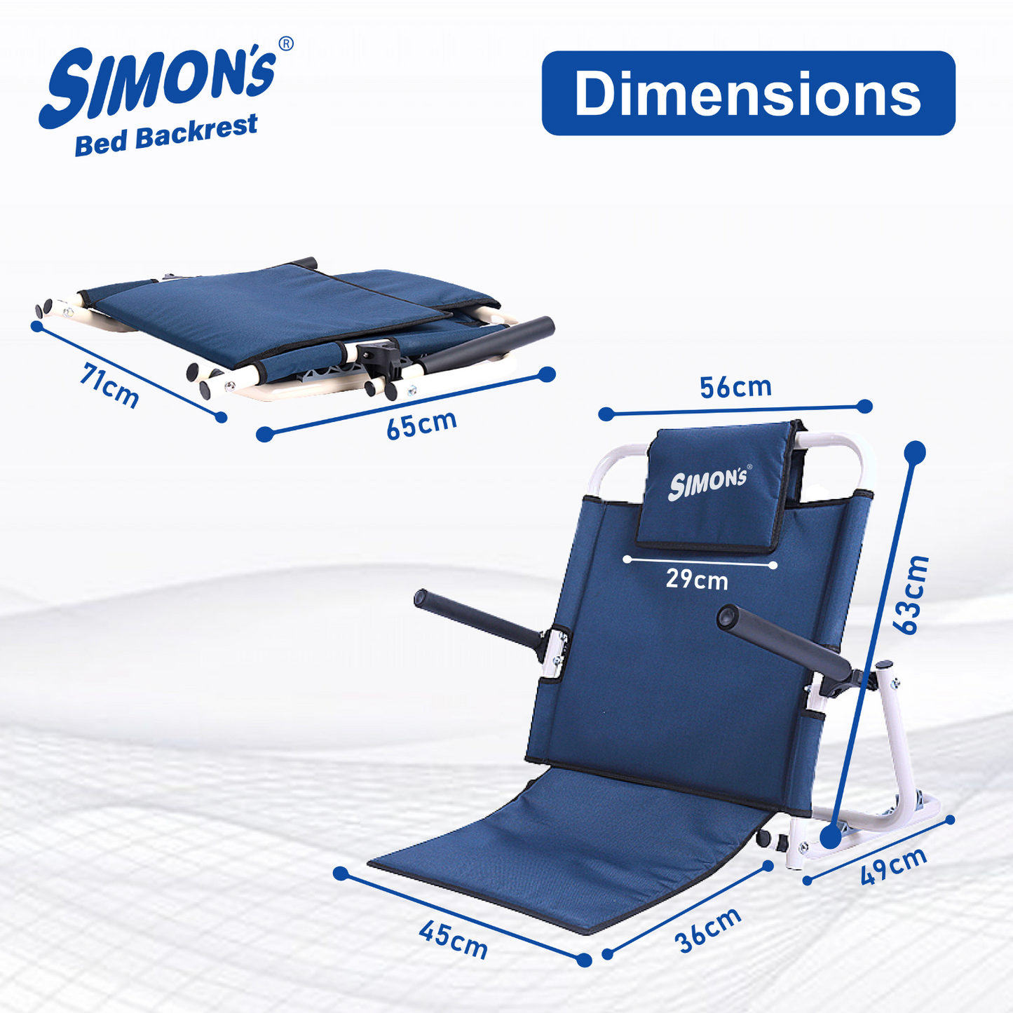 Simon's Premium Bed backrest with Handle for Elderly