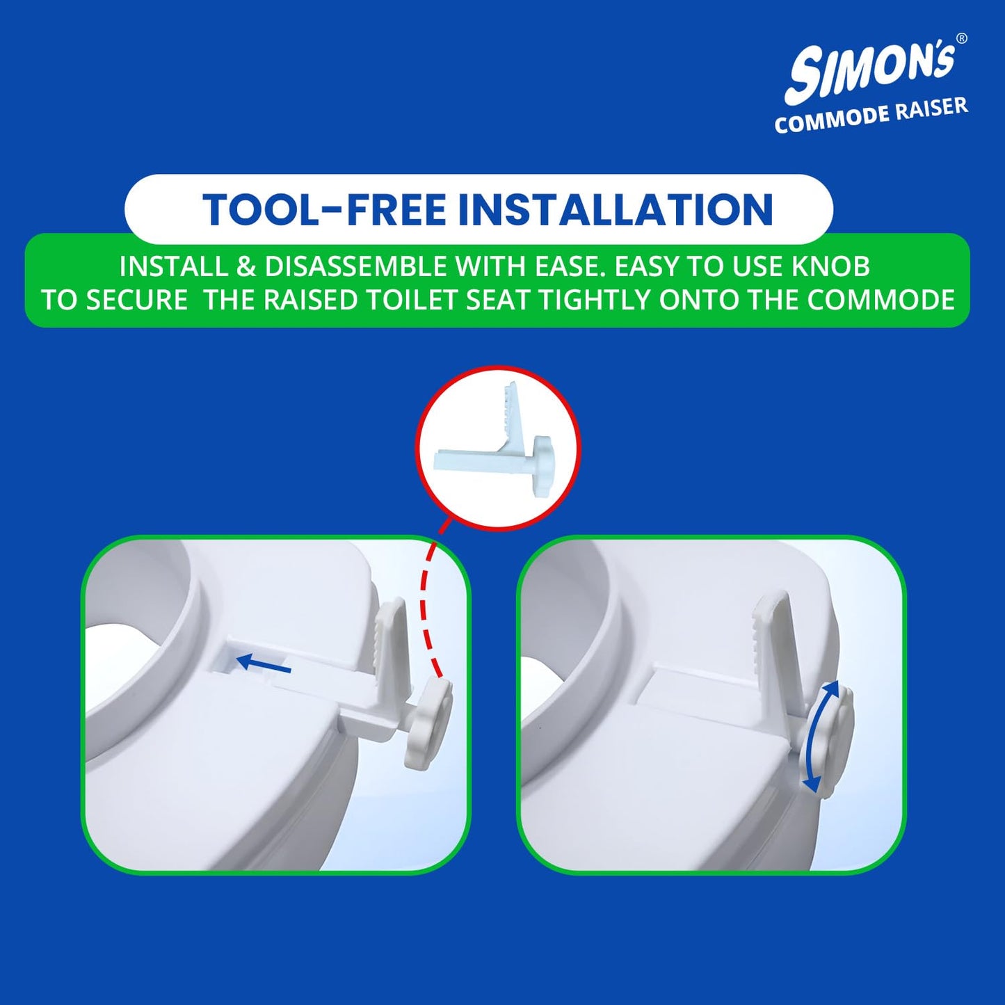Simon’s 6-Inch Commode Seat Raiser – Heavy-Duty Toilet Lift for Elderly & Knee Pain Relief