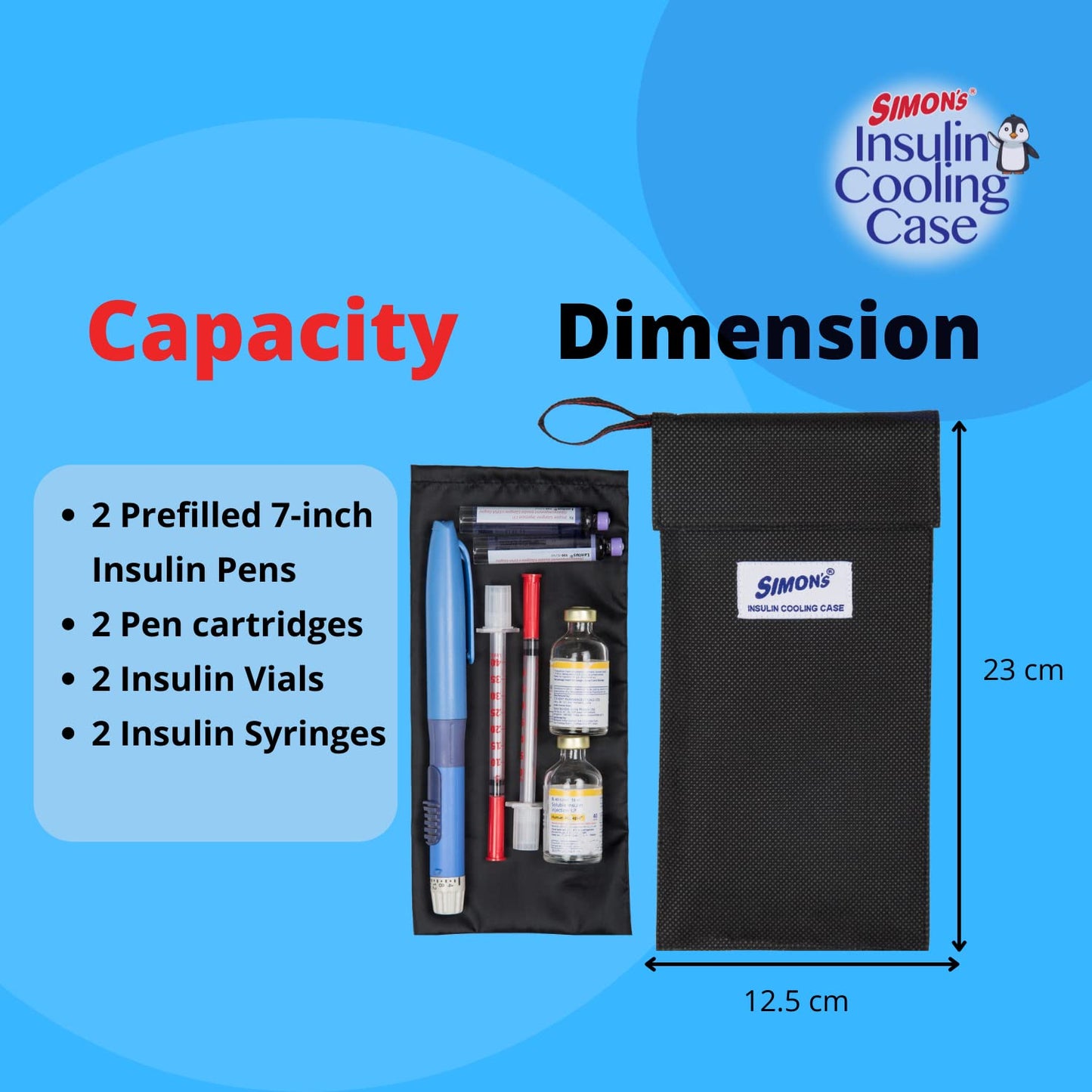 Simon's Insulin cooling case for diabetes patients, travel pouch