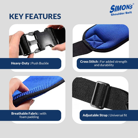 Simon’s Adjustable Safety Belt for Wheelchair | Heavy-Duty Push Buckle | Breathable Fabric with Double Padded Foam | Full-Torso Support for Seniors & Patients