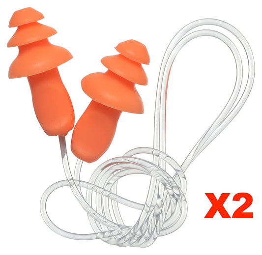 Simon's Swimwell Reusable Silicone Earplugs (2 Pairs, Orange)