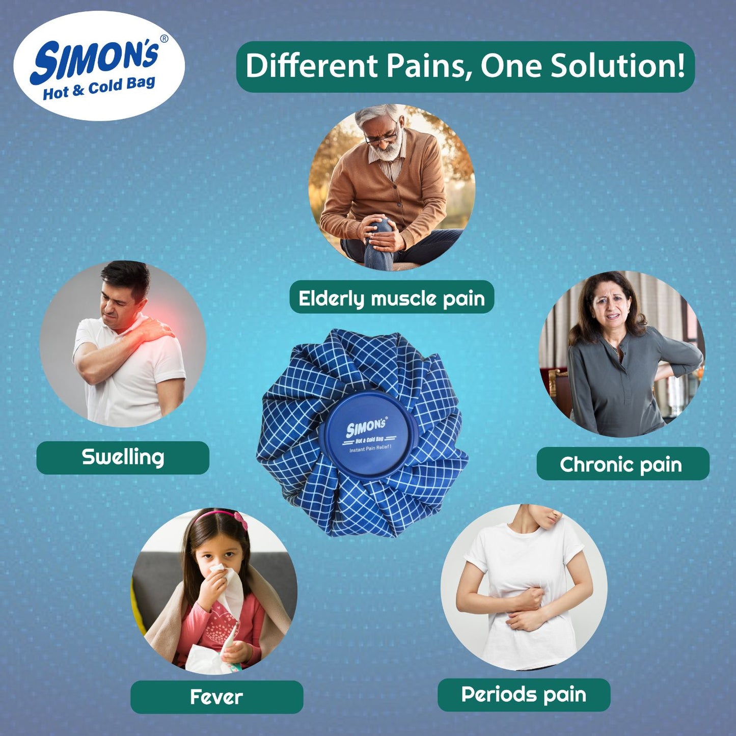 Simon’s Hot and Cold Bag for Instant pain relief | Leak proof Hot water bag, heat and cold therapy | Ice bag for knee pain, joint pain, injuries, specially for Elderly – Small