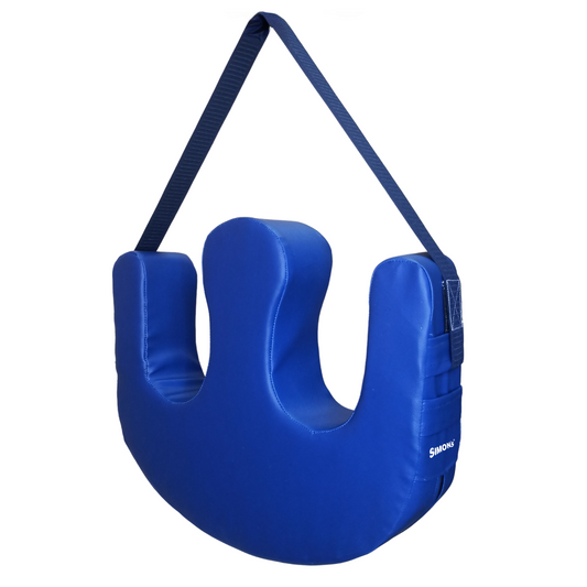 Simon's Patient Turning Device – Faux Leather Bed Pad with Strap for Elderly & Bedridden Care, Easy Turn & Shift Aid (Blue)