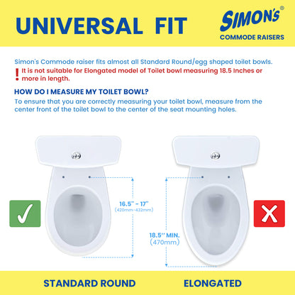 Simon’s Heavy-Duty 4 Inch Commode seat raiser – for elderly to sit and rise from commode toilets, portable seat extension for senior citizen with knee pain