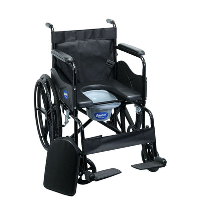 Simon’s GlidePro Folding Commode Wheelchair with U-Cut Seat & Mag Wheels – Black