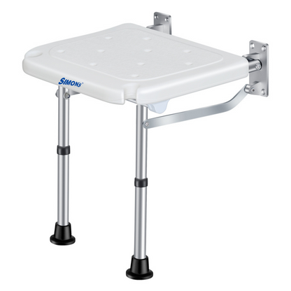 Simon’s Folding wall bath chair with adjustable legs for elderly to sit and take bath in bathroom, shower bench for senior citizens and disabled