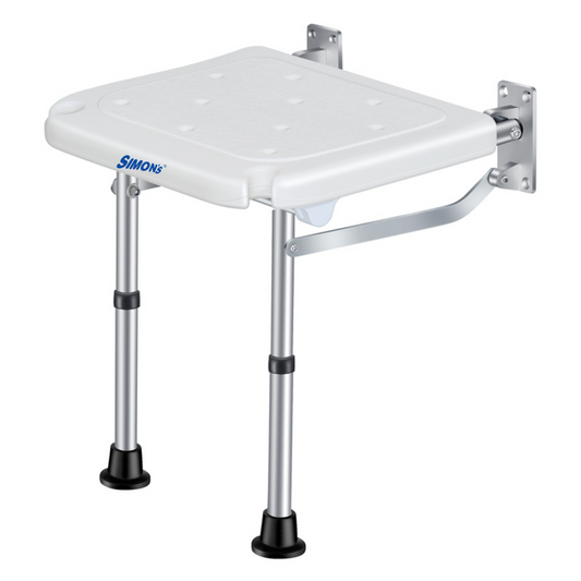 Simon’s Folding wall bath chair with adjustable legs for elderly to sit and take bath in bathroom, shower bench for senior citizens and disabled