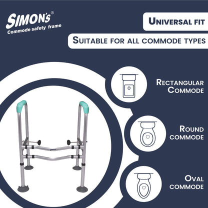 Simon’s Heavy-Duty Commode Frame, Height and Width Adjustable for Elderly to Hold and get up and Support in Toilet with Jumbo Suction Cups