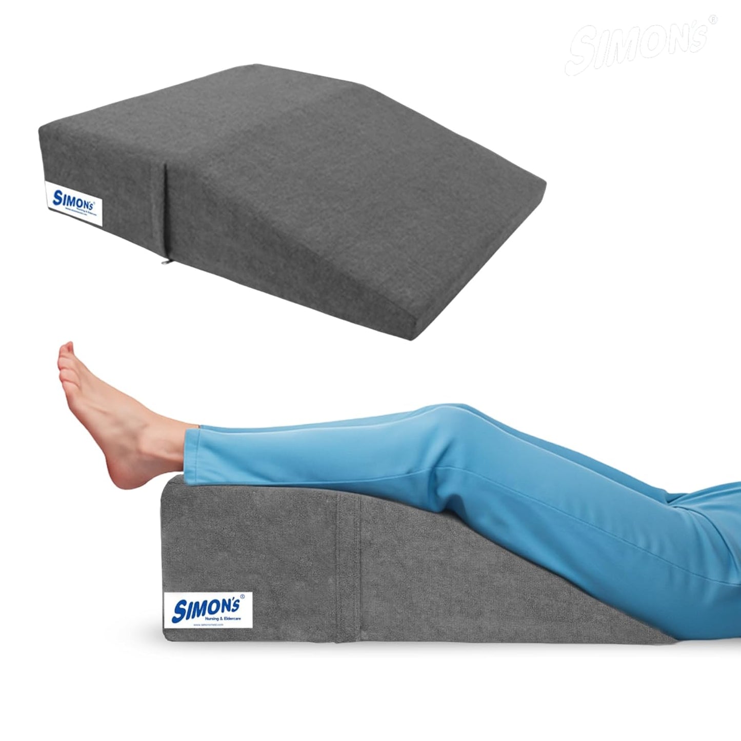 Simon’s Leg Elevation Pillow – Pain & Swelling Relief | Memory Foam Wedge for Leg Support | 21x24x6", 5-Year Warranty