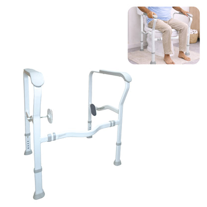 Simon's Heavy-Duty Steel Commode Frame for Elderly & Patients | Adjustable Height & Width Toilet Safety Rail | Powder Coated Rust-Resistant Frame | 3-Position Clamp Lock | Anti-Slip Grip Handles