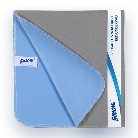 Simon’s Adult Reusable Classic Bed Underpad for Elderly, Heavy Absorbency Large Size 34 X 36 inches | Leak Proof 4 Layer Design Protects Surfaces for Incontinence Patients – Grey | Pack of 1