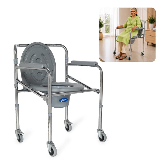 Simon’s Classic folding 4-in-1 commode chair with wheels