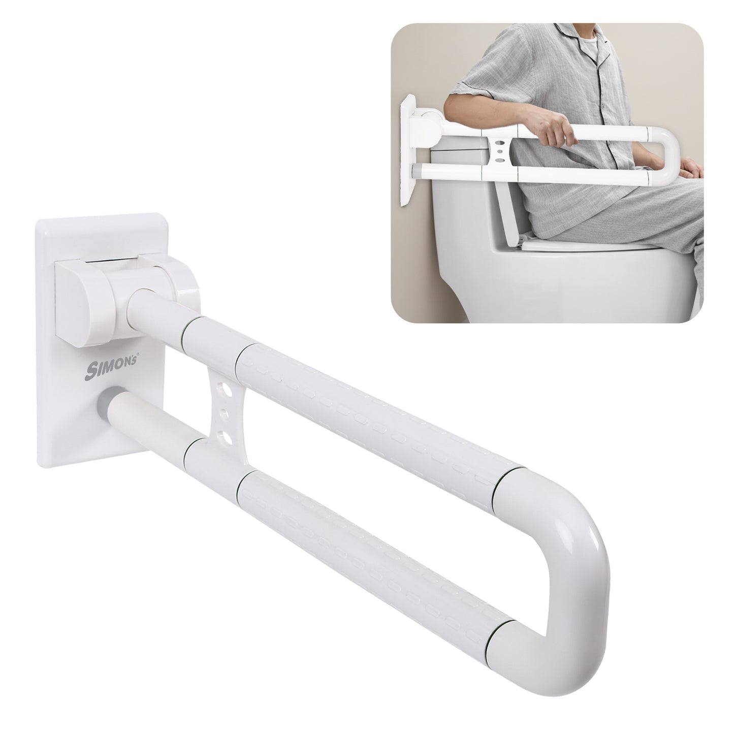 Simon’s Grab Bar for Commode 60cm – Flip-Up Nylon & SS304 Support
