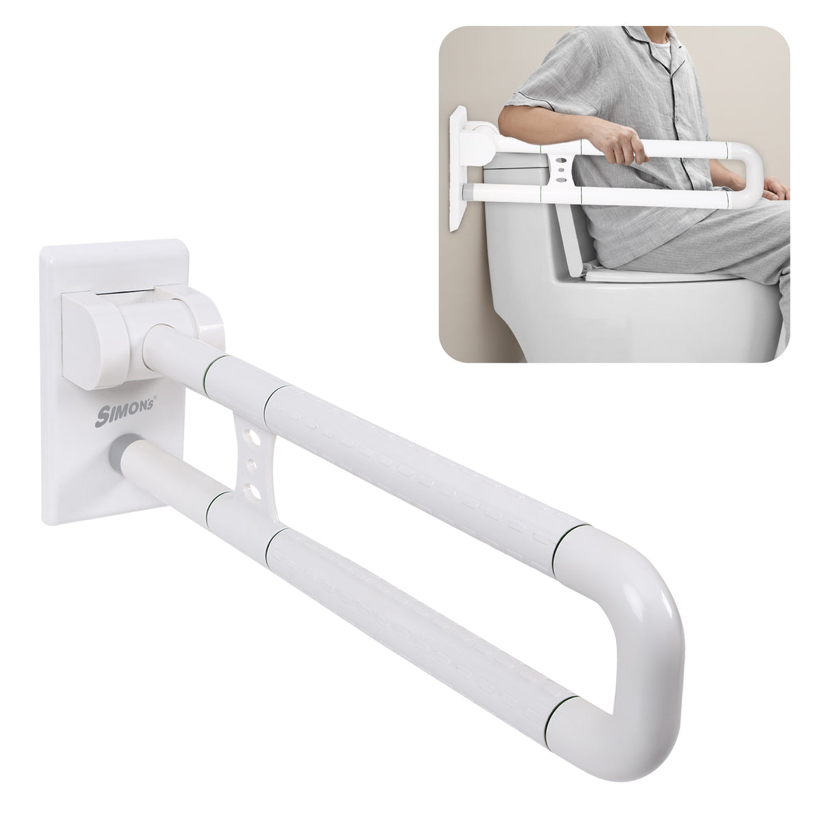 Simon’s Grab Bar for Commode 60cm – Flip-Up Nylon & SS304 Support