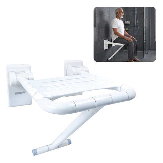 Simon’s Flip-up ABS+Steel with Nylon seat Bath Chair for Elderly to sit and take Bath, Folding Shower Chair with Stand
