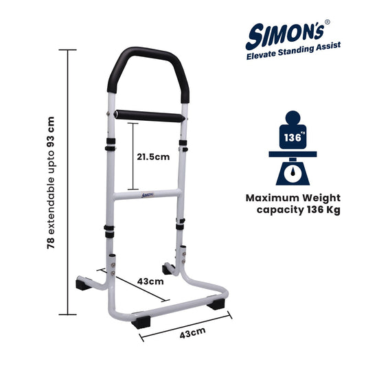 Simon's Elevate Standing Assist for Elderly – Helps in Sitting and Standing from Chair, Sofa, or Bed with Tri-Level Handgrip and Adjustable Height | Support Stand