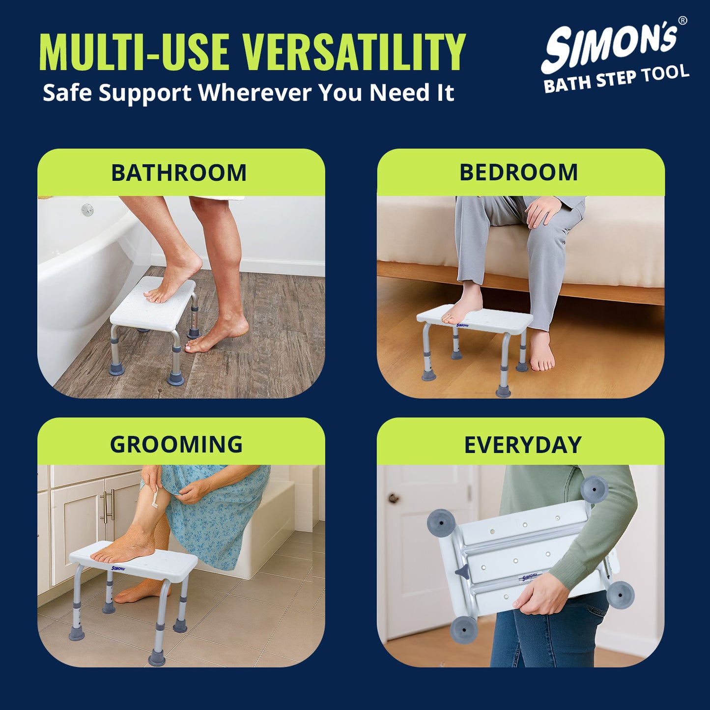 Simon's Heavy Duty Bath Step Stool for Elderly