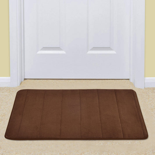 BEAR GRIPS Memory Foam Bathroom Door Mat 70 cm X 45 cm (Color: Coffee)