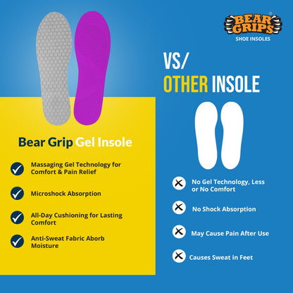 BEAR GRIPS Orthotic Shoe Insoles for Diabetics & Elderly – Gel Cushioning, Pain Relief & Fall Prevention – Senior+ Insoles | Men & Women | UK Size 5 to 9