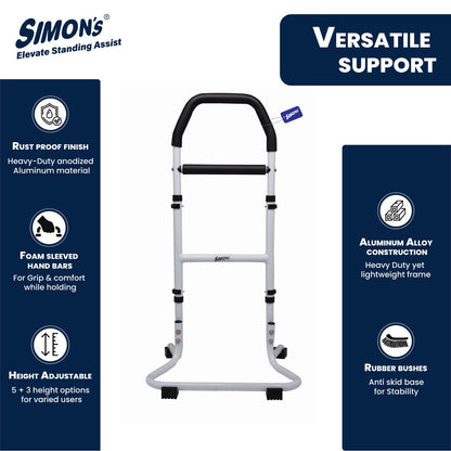 Simon's Elevate Standing Assist for Elderly – Helps in Sitting and Standing from Chair, Sofa, or Bed with Tri-Level Handgrip and Adjustable Height | Support Stand