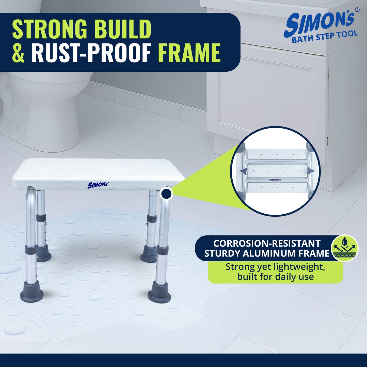 Simon's Heavy Duty Bath Step Stool for Elderly