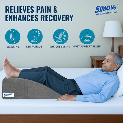Simon’s Leg Elevation Pillow – Pain & Swelling Relief | Memory Foam Wedge for Leg Support | 21x24x6", 5-Year Warranty