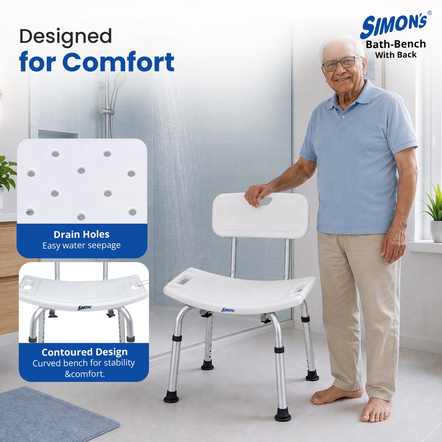 Simon's Bath Bench with Back