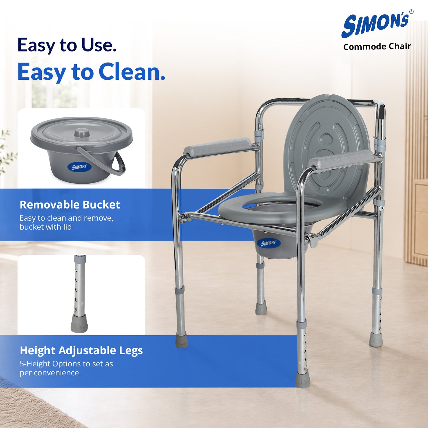 Simon’s Classic folding 3-in-1 commode chair