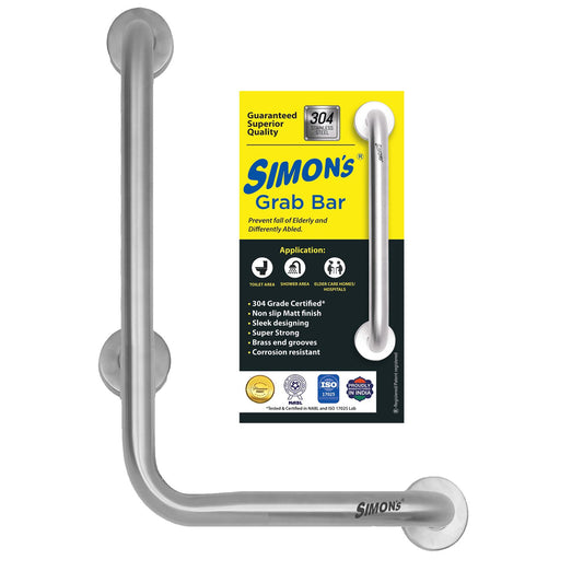 Simon's Matty  Grab bars- L - Shape 12+18Inch - with 3 Legs  Pack of 1
