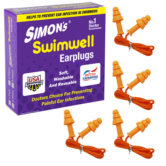 Simon's  - Swimwell Earplugs - 4 Pair Corded Silicon