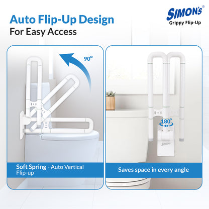 Simon’s Grab Bar for Commode 60cm – Flip-Up Nylon & SS304 Support
