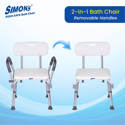 Simon’s Aqua-Safe Heavy-Duty Bath Chair for Elderly, Senior Citizens to sit and take Bath, Shower Bench with Height Adjustable & Tool-Free Assembly
