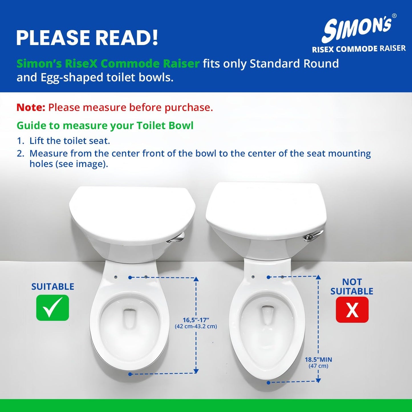 Simon’s Heavy-Duty 4 Inch Commode seat raiser with lid cover – for elderly to sit and rise from commode toilets, portable seat extension for senior citizen with knee pain - Pack of 1
