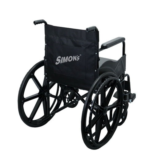 Simon’s GlidePro Folding Commode Wheelchair with U-Cut Seat & Mag Wheels – Black