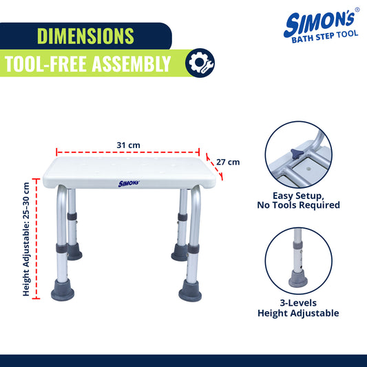 Simon's Heavy Duty Bath Step Stool for Elderly