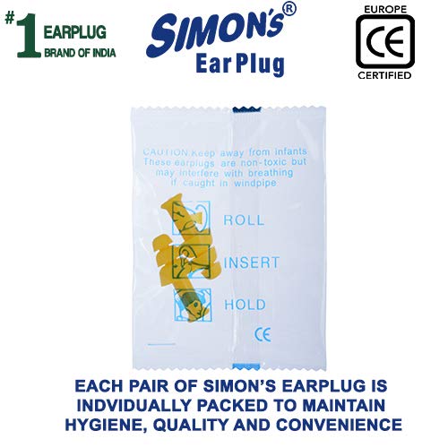 Simon's Studywell - Silicone Soft and reusable Ear Plugs Pack of 3 Pairs (6 Units) – Yellow