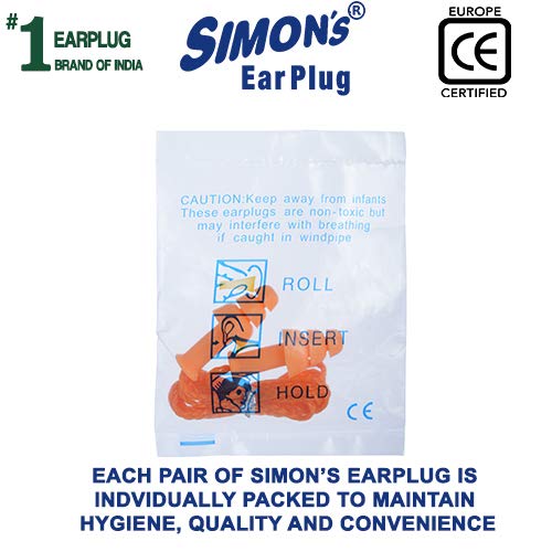 Simon's Swimwell Reusable Silicone Earplugs (3 Pairs, Orange)