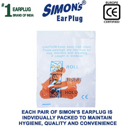 Simon's Swimwell Reusable Silicone Earplugs (3 Pairs, Orange)