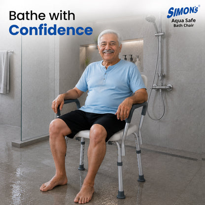 Simon’s Aqua-Safe Heavy-Duty Bath Chair for Elderly, Senior Citizens to sit and take Bath, Shower Bench with Height Adjustable & Tool-Free Assembly