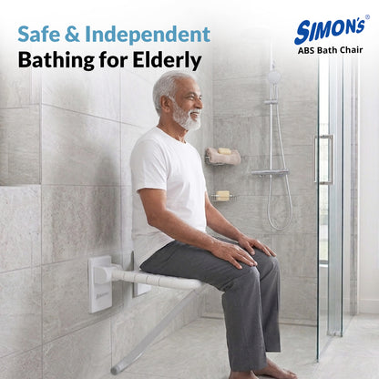 Simon’s Flip-up ABS+Steel with Nylon seat Bath Chair for Elderly to sit and take Bath, Folding Shower Chair with Stand
